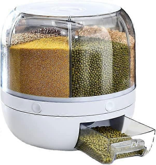 360 Rotating Food Bucket Rice Spice Dispenser OneButton Pressing Transparent Storage Container For Home Kitchen