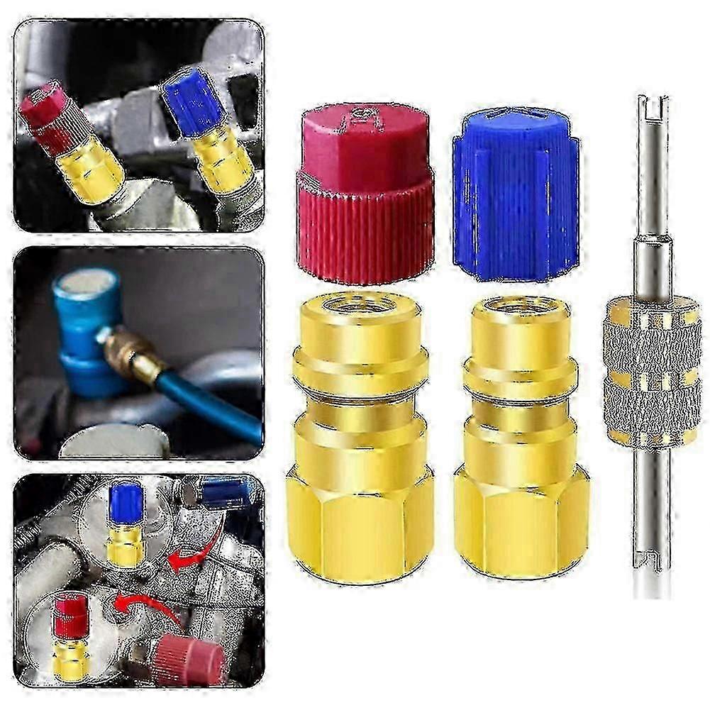 R12 to R134a AC Refrigerant Conversion Kit with Valve Adapters and Couplings for Vehicle Retrofit