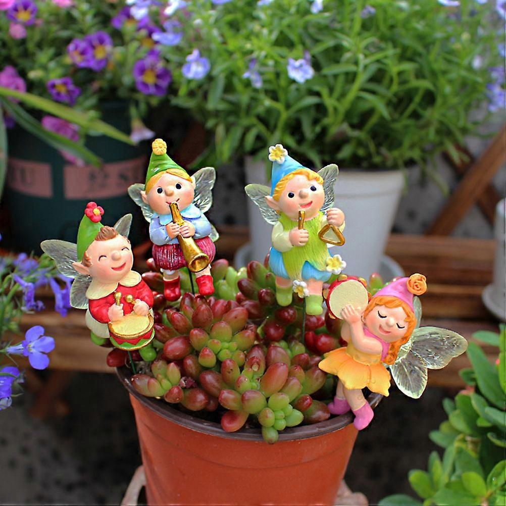 יתד גן ברזל 4 יחידות מעטר יתד דשא ברזל בצורת שדון יצירתי עיצוב בחירת חצר חיצונית