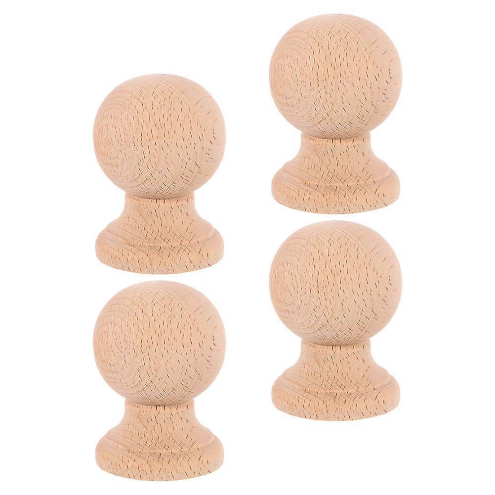 Solid Wood Finials for Curtain Rods Featuring Roman Style 4Pcs Set