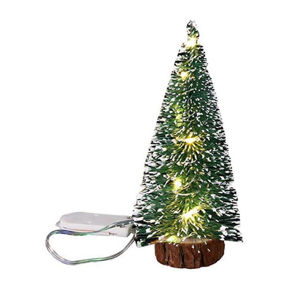 Light Up Mini Christmas Tree, Small Pine Tree with Wooden Bases for Xmas Holiday Party Home Tabletop Tree Decor