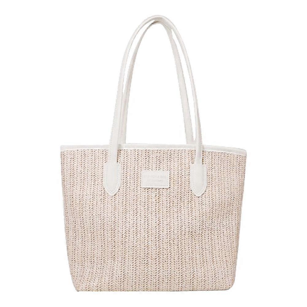 Woven Tote Bag Lightweight Single Shoulder Strap Large Capacity For Daily Essentials