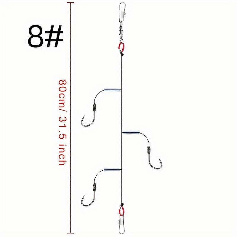 1 String Fishing Hooks Set, 3-hook Anti-Winding Hook, Saltwater & Freshwater Fishing Rigs, #8 #9 #10 Sizes