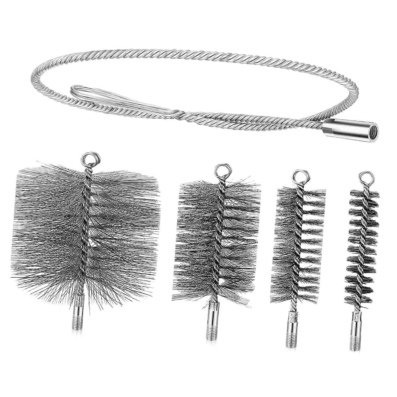 Chimney Cleaning Brush Set with Push Rod for Fireplace Flues and Extractor Hood Pipes, 4 Pack