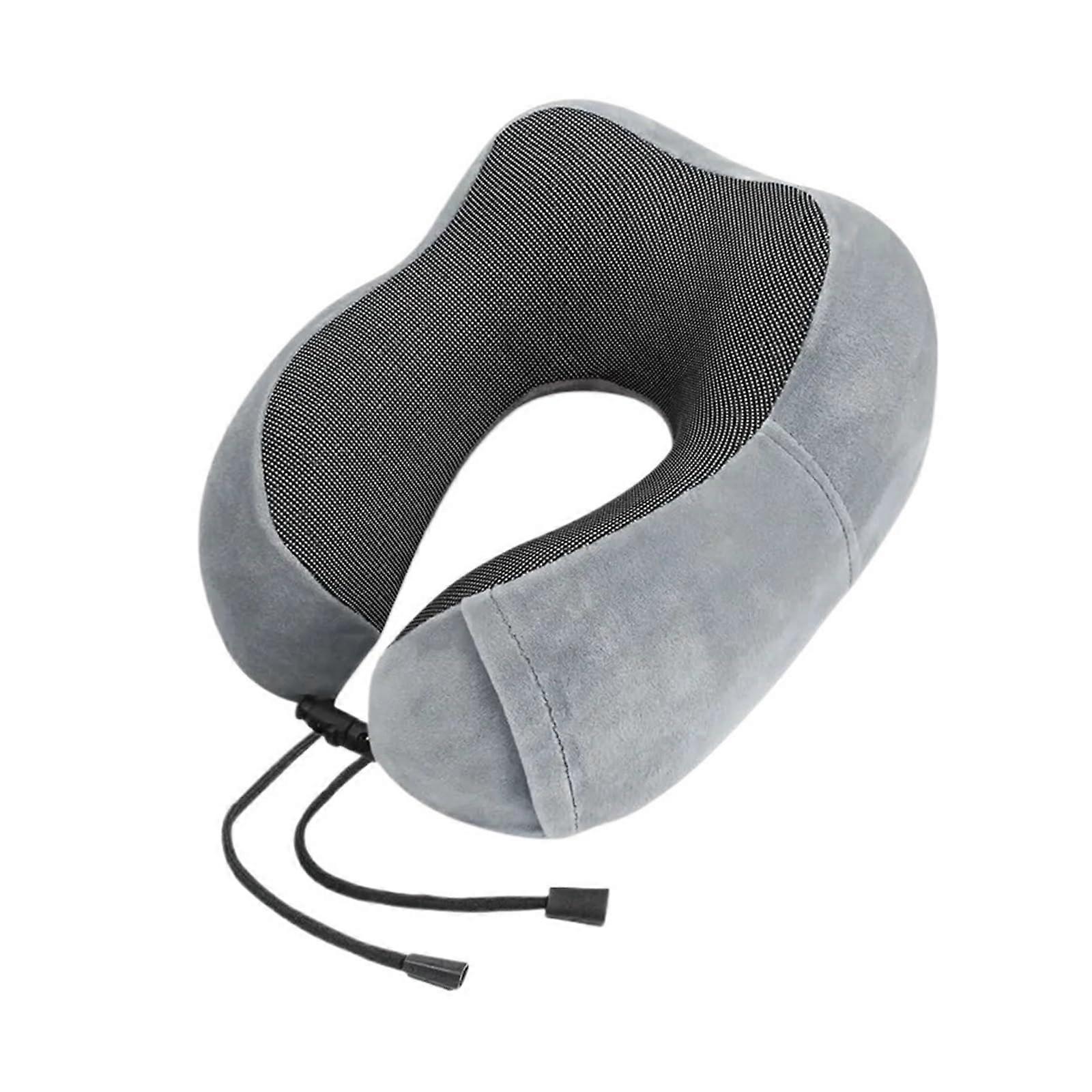 U Shaped Memory Foam Travel Neck Pillow Soft Support for Airplane Car Train (Light Grey)