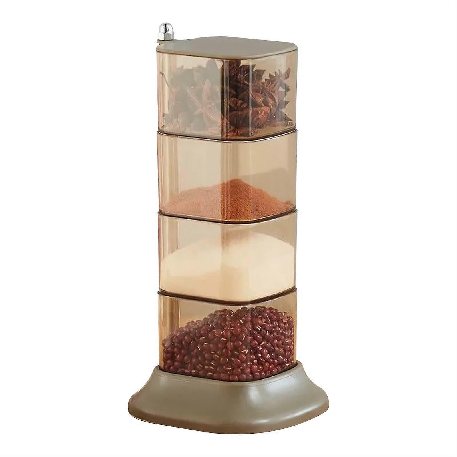 Sugar Bowl with Transparent Lid, Rotating MultiLayer Spice Rack, Kitchen Condiment Storage