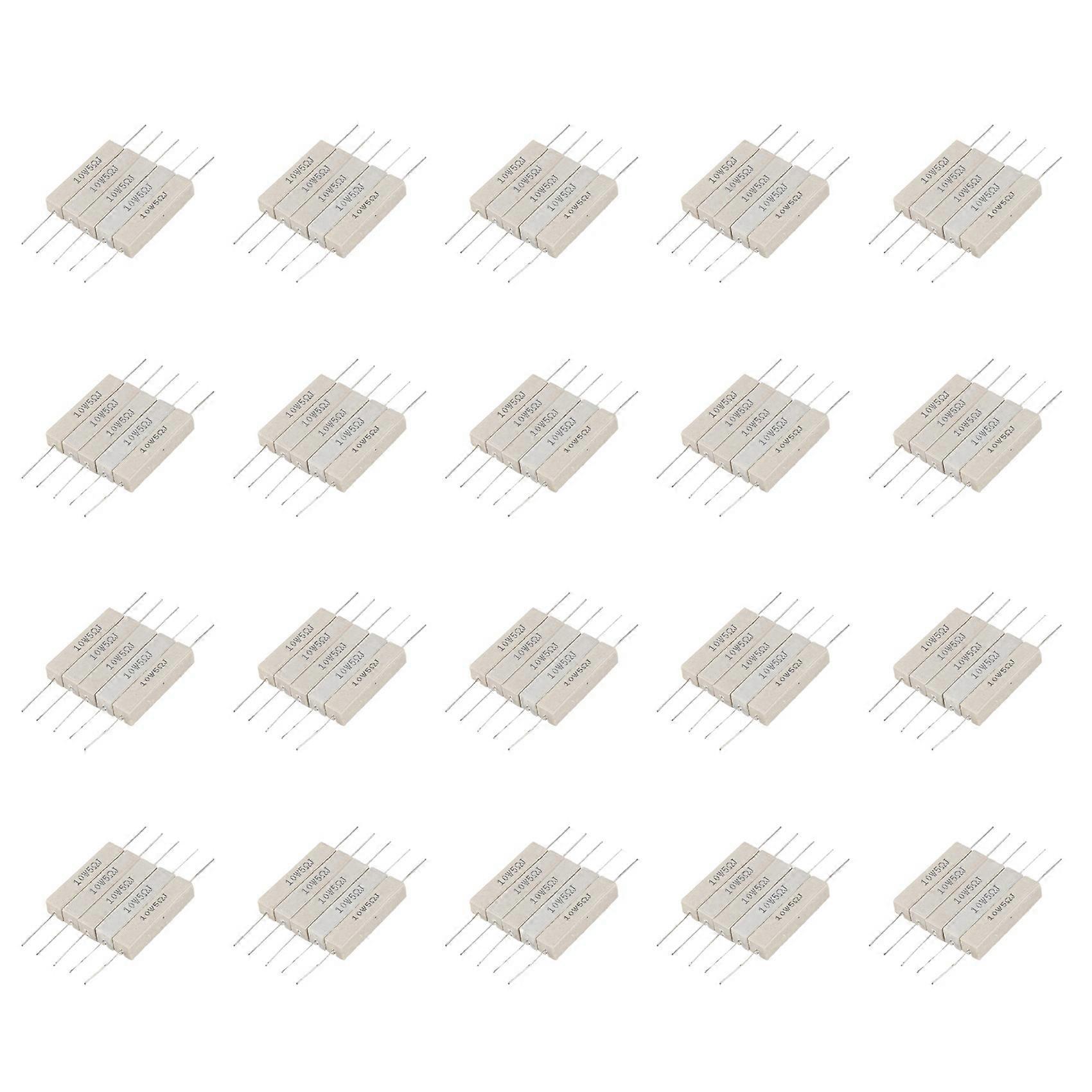 100pcs Wirewound Ceramic Cement Resistor 5 Ohm 10W Watt 5%