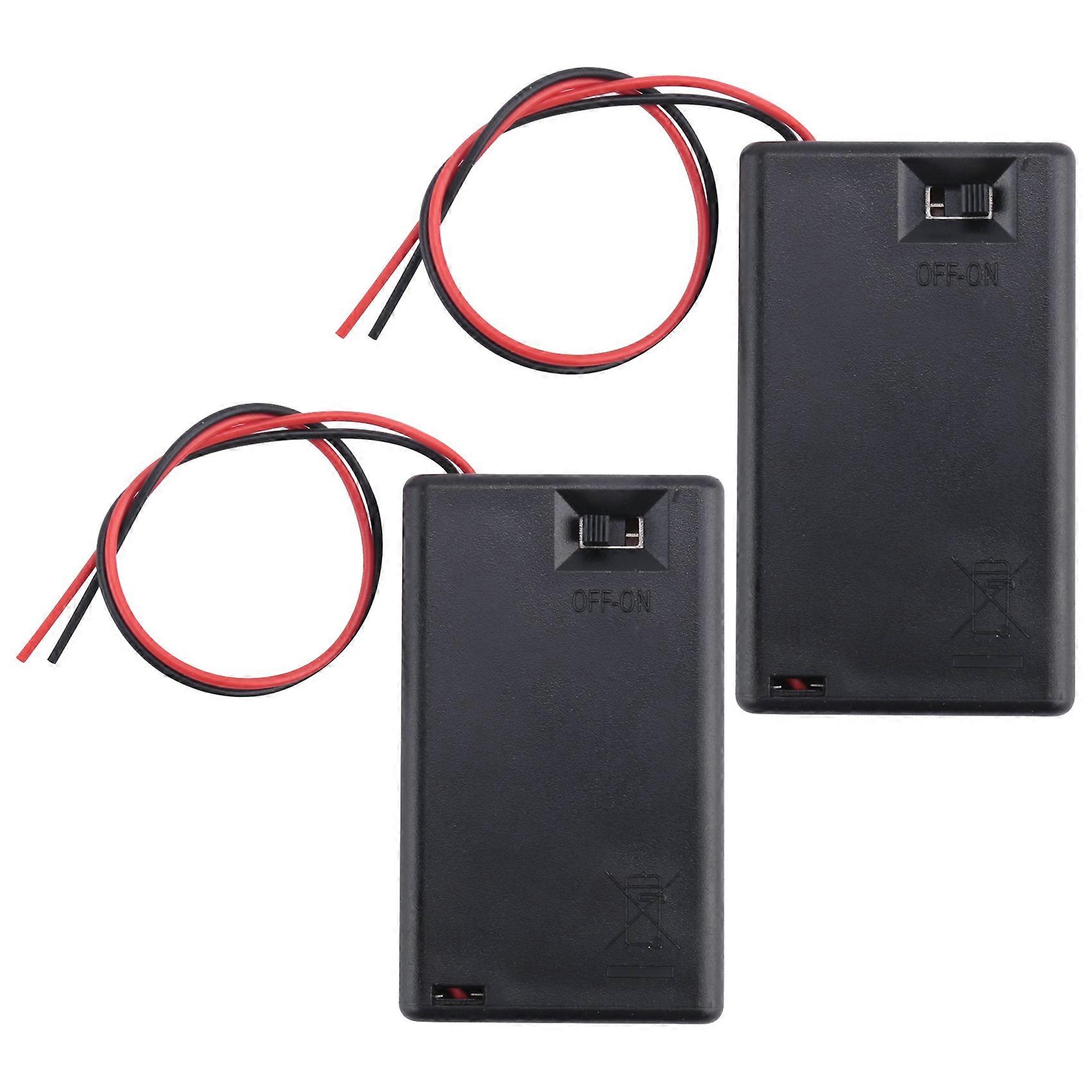 2 Pcs 3 x AAA 4.5V Battery Holder Case Box Wired ON/OFF Switch w Cover