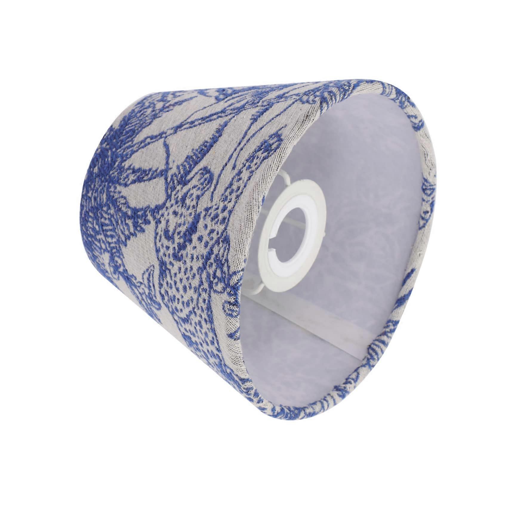 Green Fabric Table Lamp Shade with Tropical Embroidered Design and Durable Iron Frame for Home Hotel