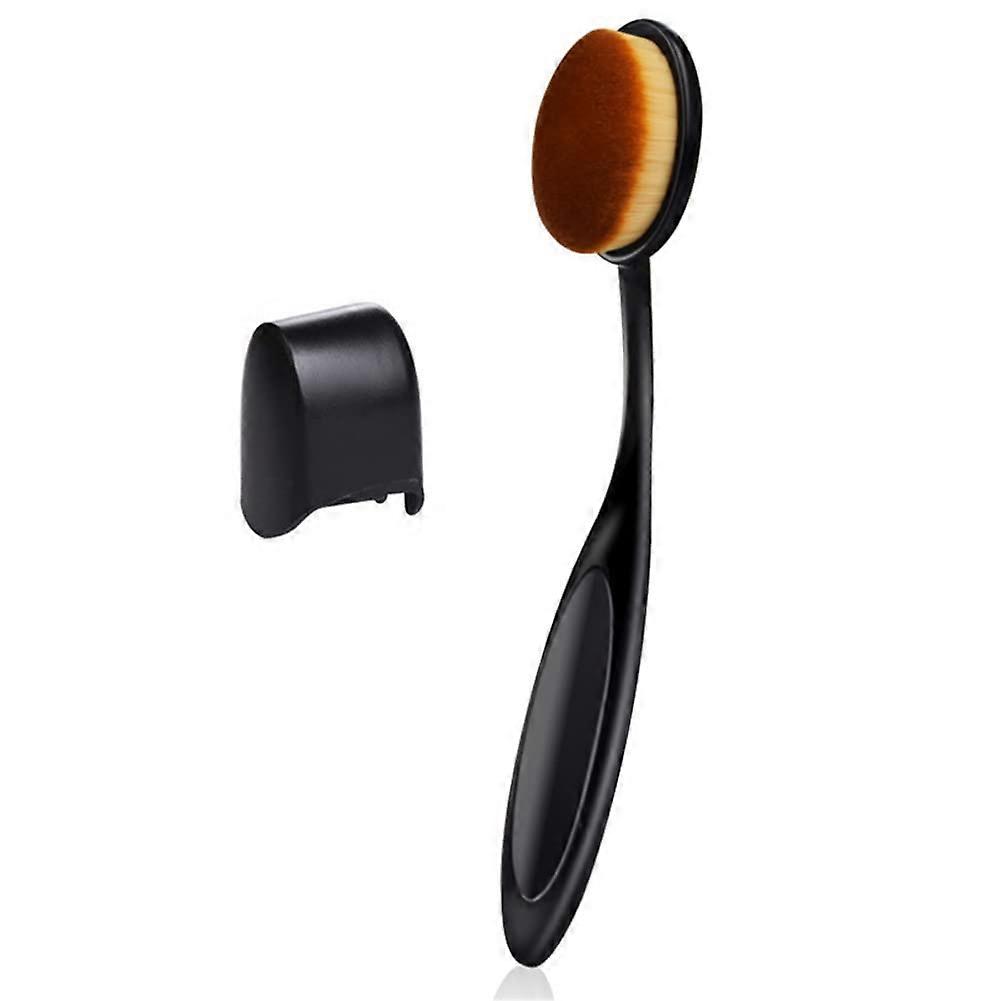 Oval Makeup Brush for Foundation with Soft Synthetic Fibers and Ergonomic Wide Handle, Black