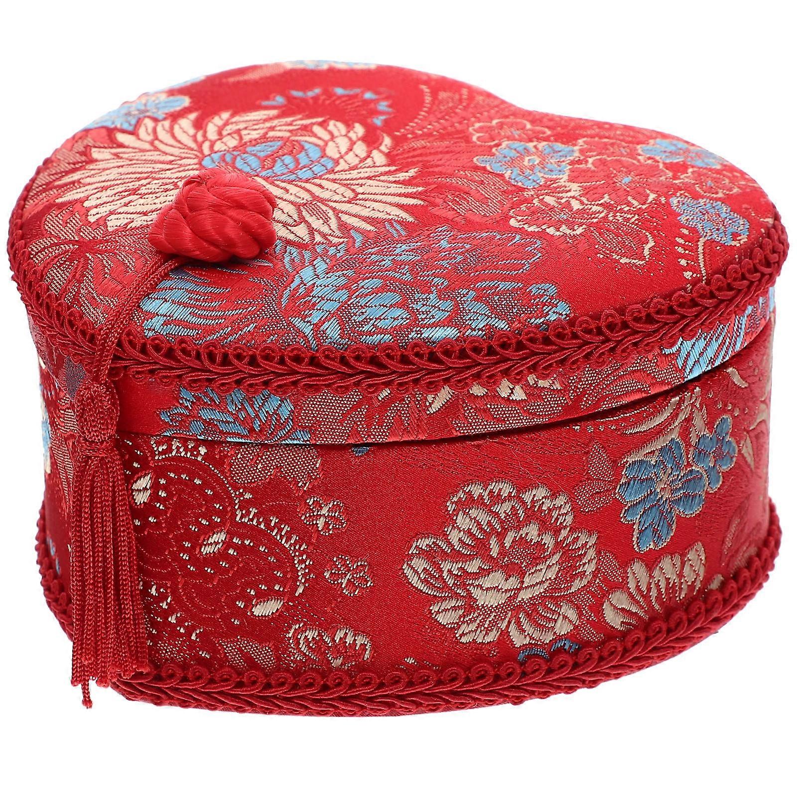 Needlework Box Jewelry Organizer for Storage 5Pcs Red Cloth Container