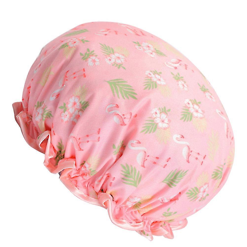 Pink Flamingo Shower Hat for Shower Use 2Pcs Waterproof Double Layer Cap