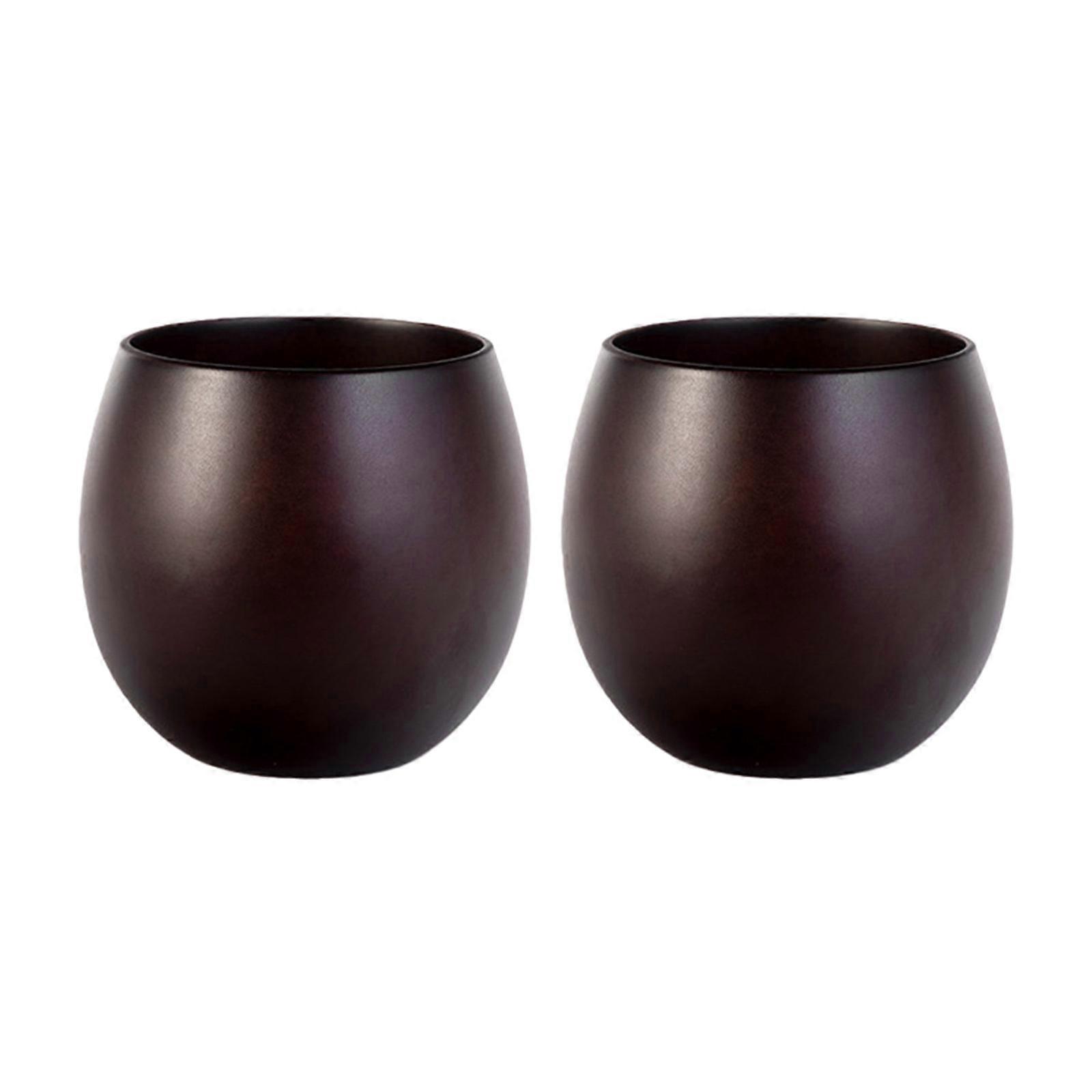 Pack of 2 Japanese Style Wooden Cups Crafted from Natural Jujube Wood Feature Smooth Finishes and Comfortable Grip Design for Daily Beverage Use at