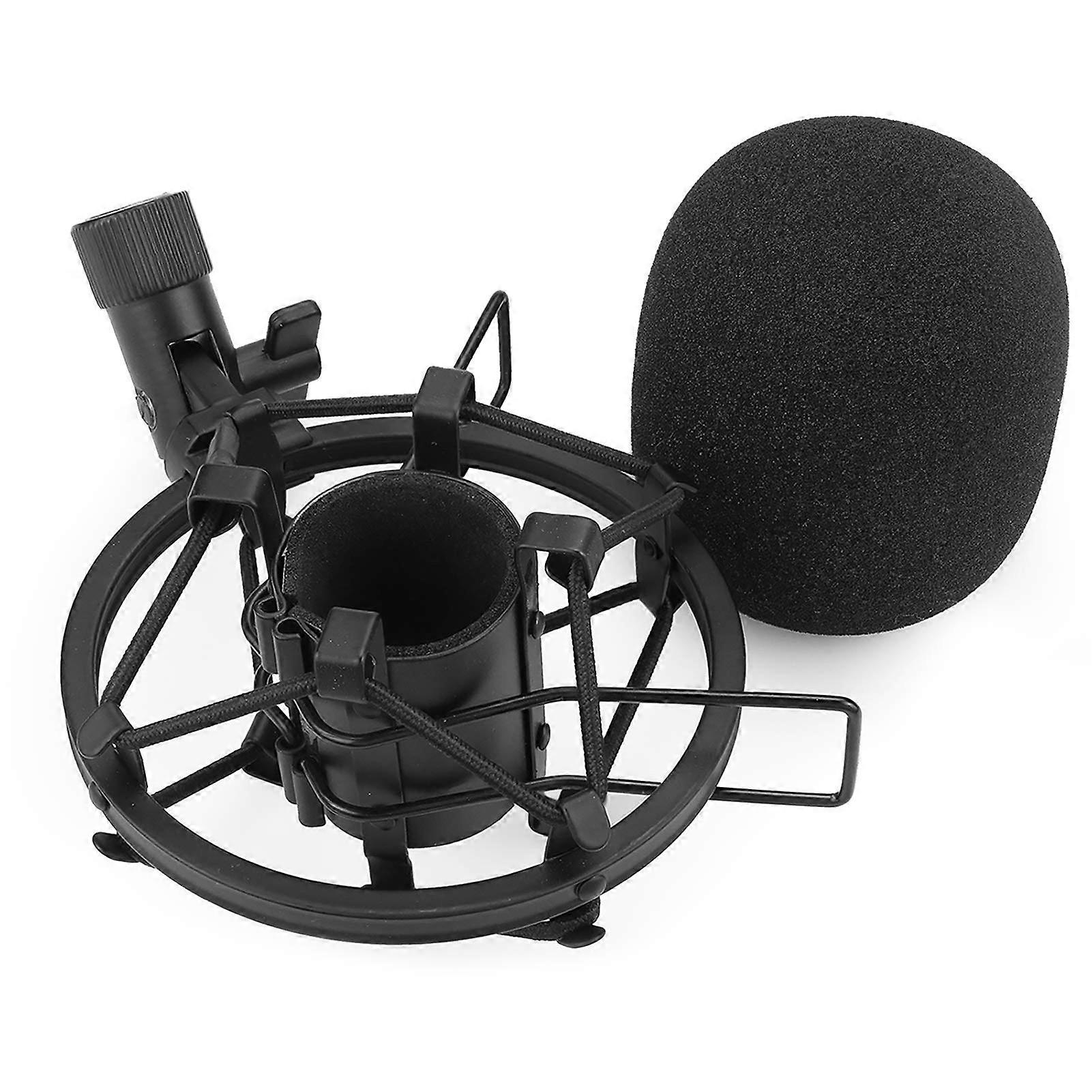 Shock Mount and Pop Filter Set with Foam Windscreen for SM58 Microphone Noise and Vibration Isolation