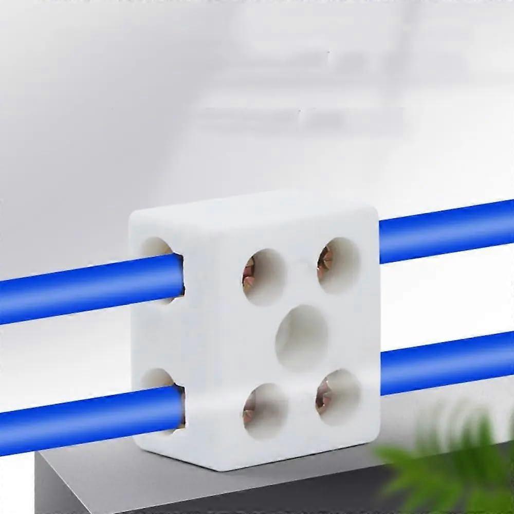 Ceramic Wiring Terminal Block 1 In 1 Out 2 In 2 Out 250V 10A 5 Hole Screw Connector for Electrical Cables