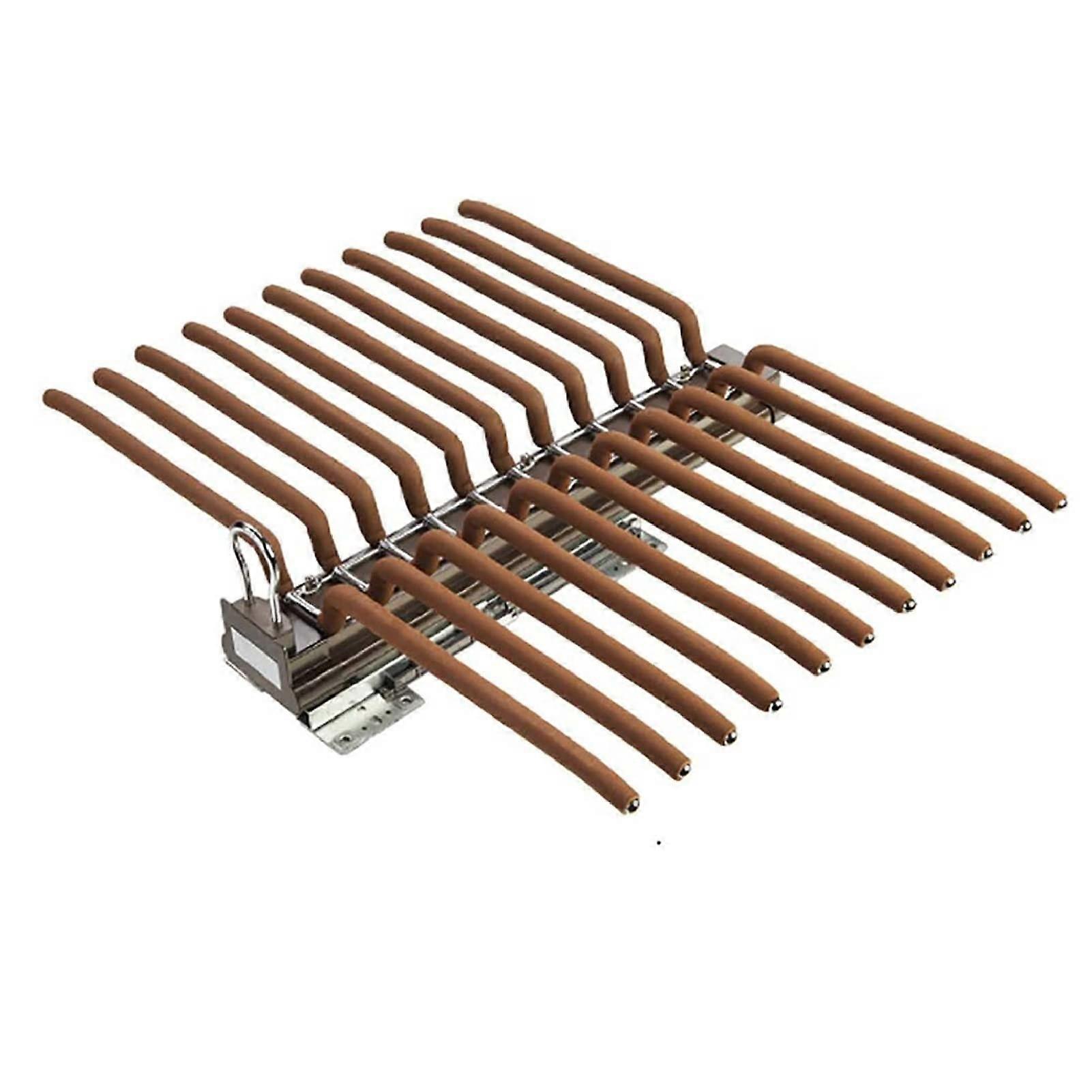 Closet Pants Organizer Double Row Pull Out Rack with 22 Non Slip Steel Arms Space Saving Coffee