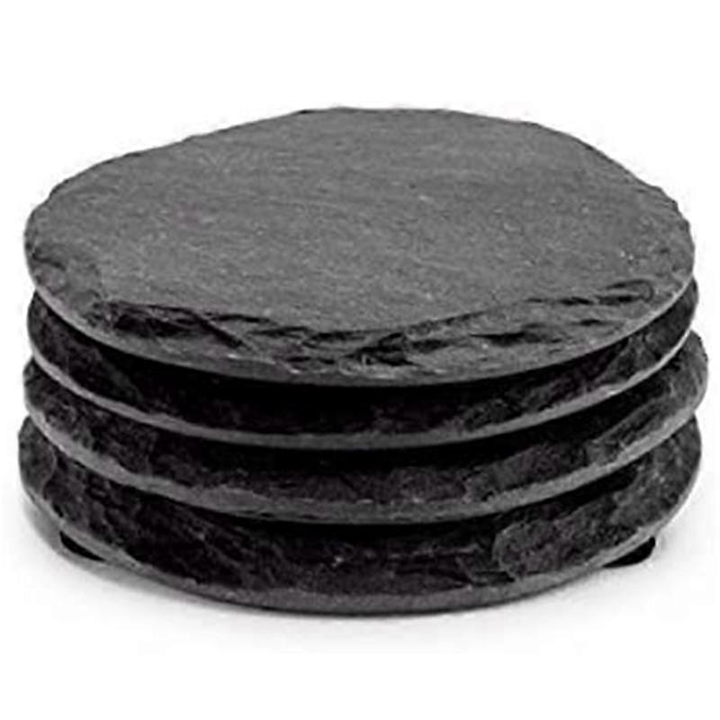 4 PCS Round Black Coasters Handmade Coasters for Wine Glasses