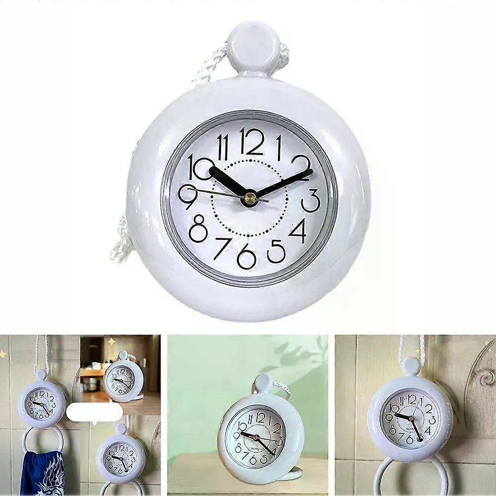 1PC Desktop Alarm Clock Waterproof Bathroom Clock Hanging Watch Bedroom Dual Use 115mm Environmentally Friendly Without Battery