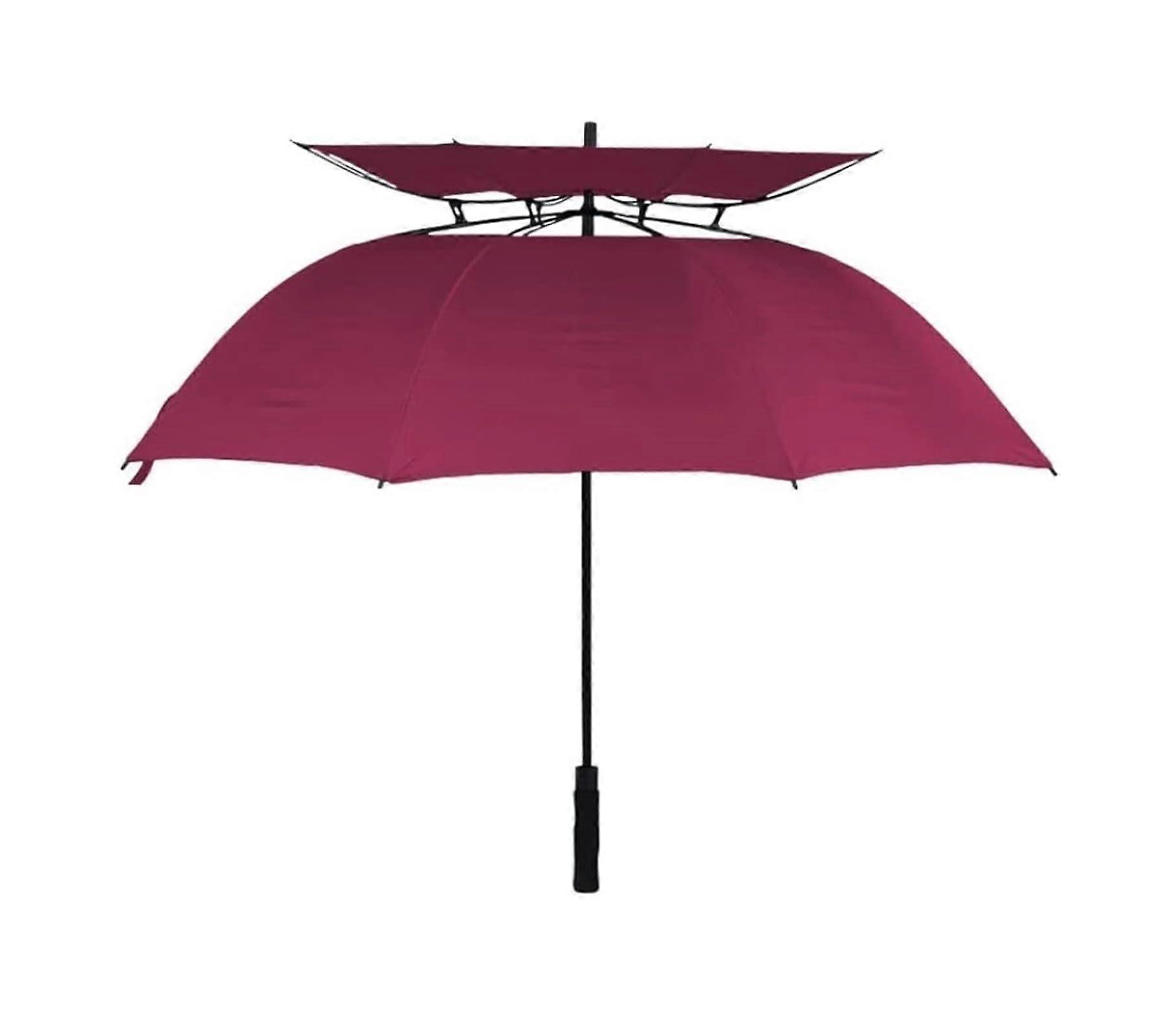 62 Inch Large Golf Umbrella Windproof Double Canopy Auto Open Oversized Fiberglass Frame