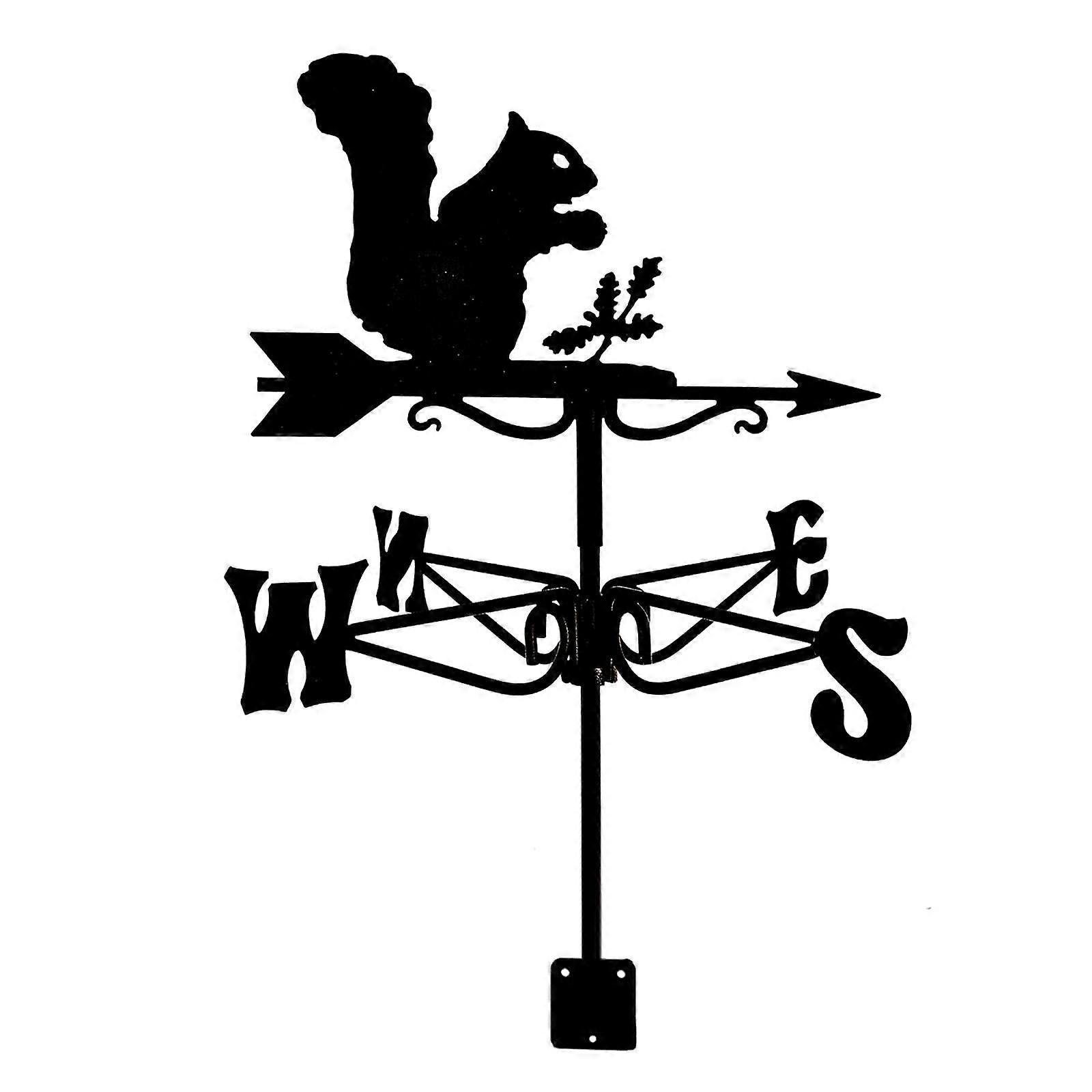 Black Metal Garden Weather Vane Retro Wind Direction Indicator with Durable Vertical Mount