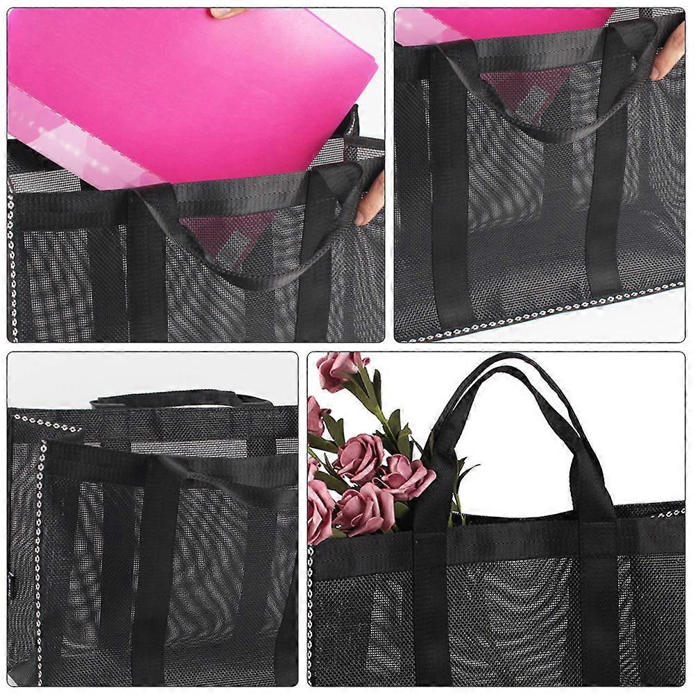 Beach Tote Bag Multifunctional Storage for 1Pcs Black Mesh Handbag
