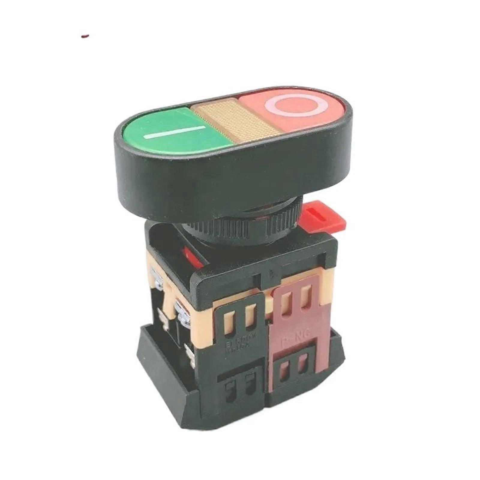 Start Stop Push Button Switch with LED Indicator Light 22mm 25mm Mounting Hole Dual Voltage 220V