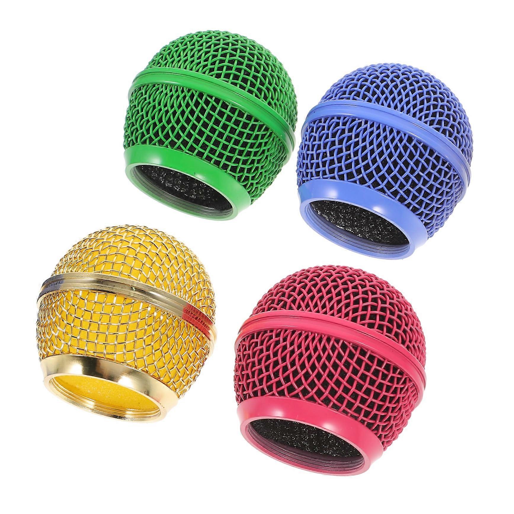 4pcs Colored Metal Microphone Grill Covers Durable ScrewOn Mic Head Replacement for Wireless Use