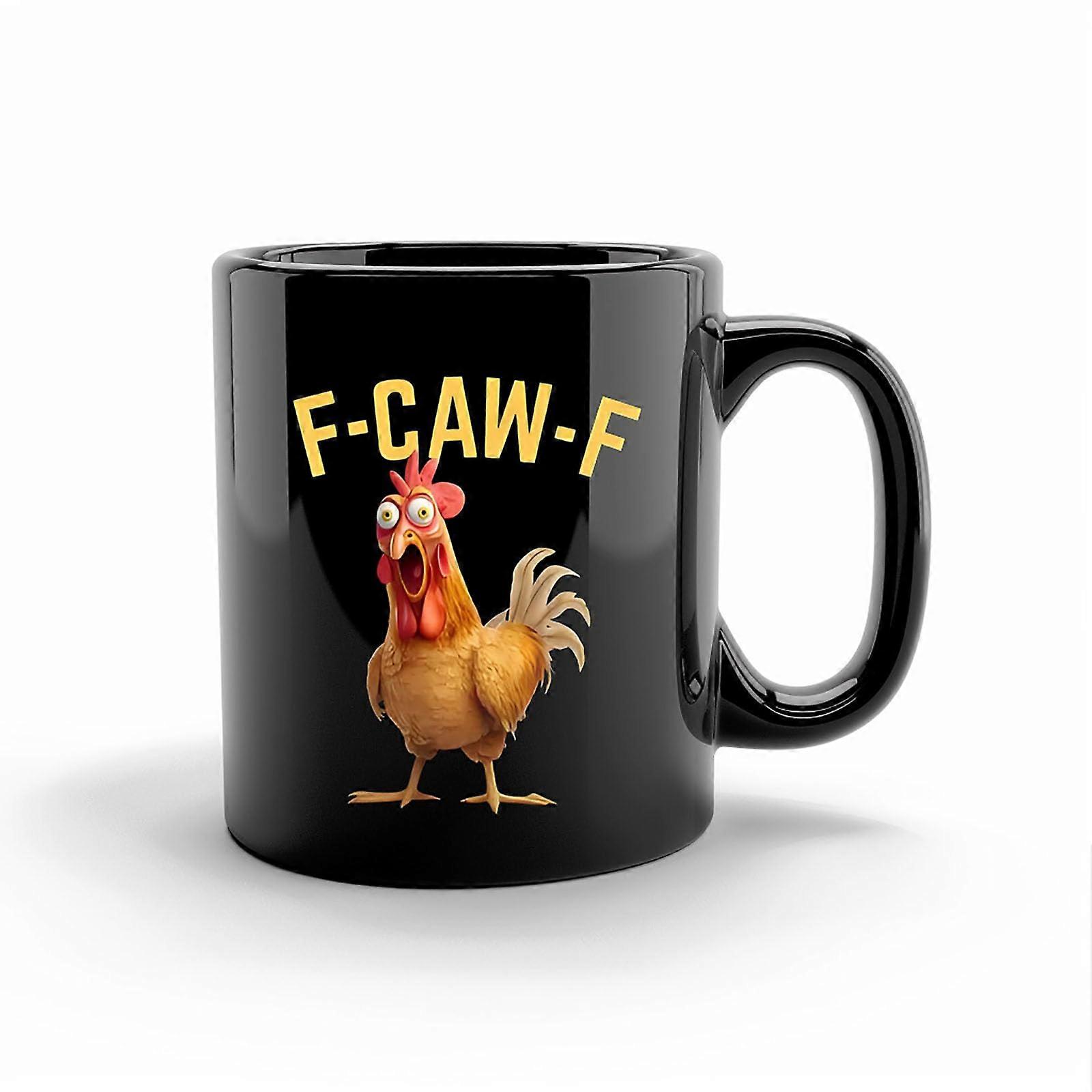 Funny Chicken Coffee Mug 11oz with Hidden Message, Ceramic Cup with Ergonomic CHandle Grip
