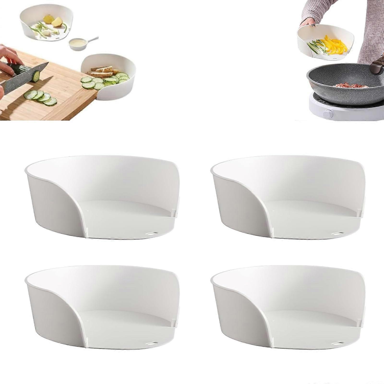 Food Prep Bowls with SpillProof Raised Edges, Stackable Under Cutting Board Containers Set, 4PCS
