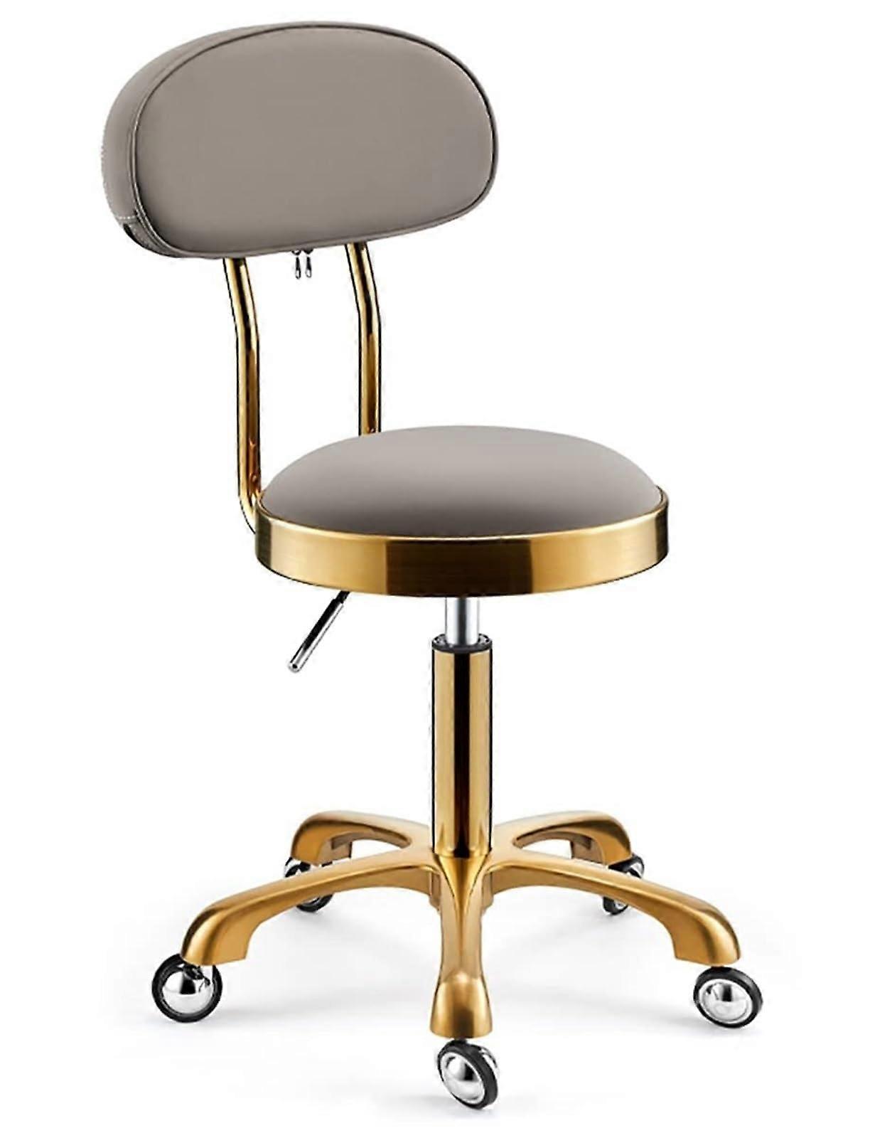 Rolling Stool with Wheels, Adjustable Swivel Stool with Backrest for Salon Spa Office, Dark Grey