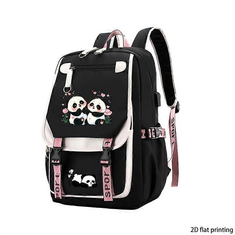 Creative Panda Pattern Print - Adjustable Shoulder Strap, Large Capacity Lightweight Backpack, Ideal for Daily Commutin