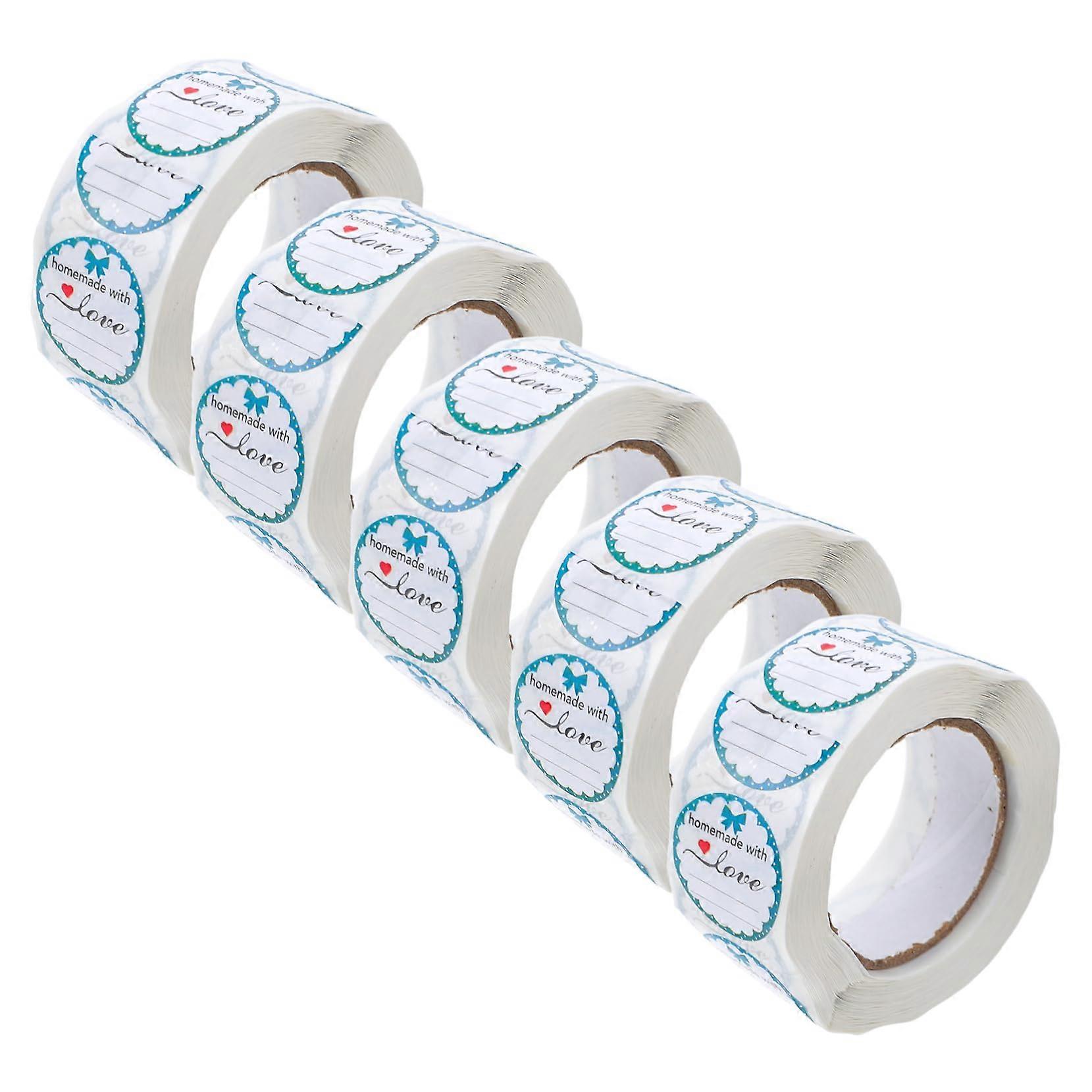 Writable Kraft Round Labels Self Adhesive Stickers for Jars Bottles Bakery Packaging 5 Rolls