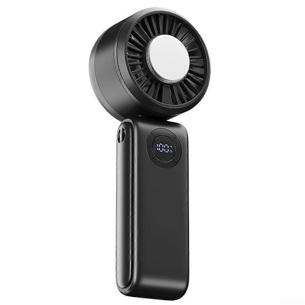 Portable Handheld Fan with Advanced Semiconductor Cooling, Foldable Design and Digital Display  Black
