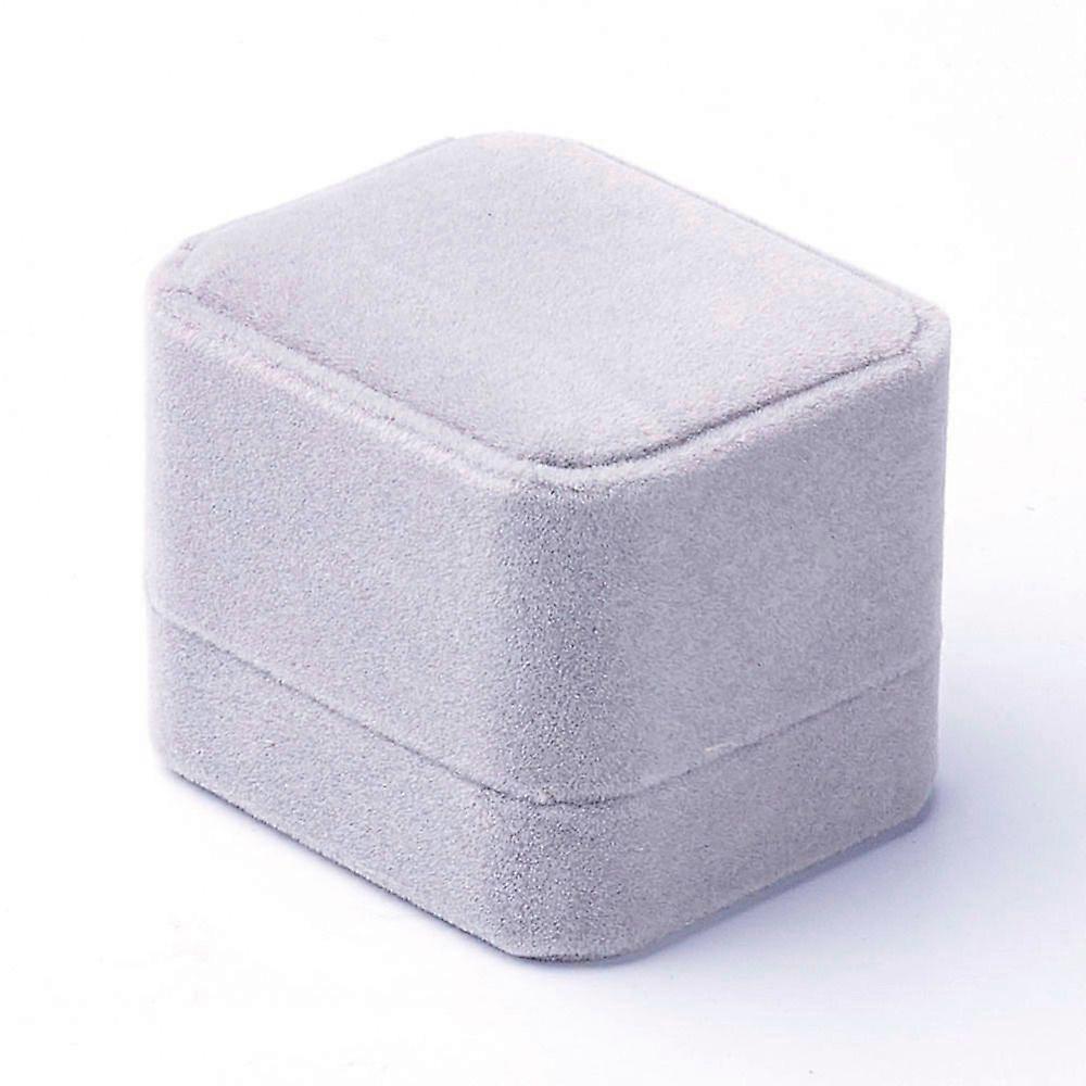 Velvet Ring boxes Jewelry Gift boxes Rectangle Light Grey 5.1x6.0x4.7cm