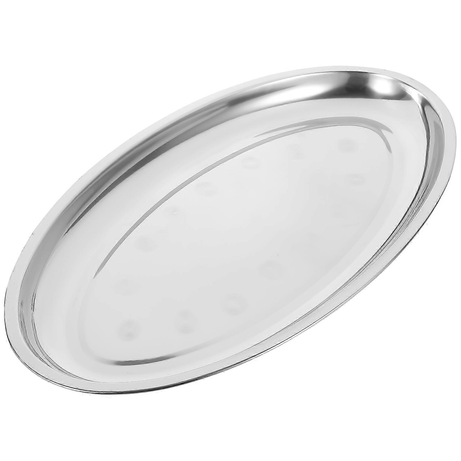 Stainless Steel Food Plate for Buffet Serving Oval Serving Plate