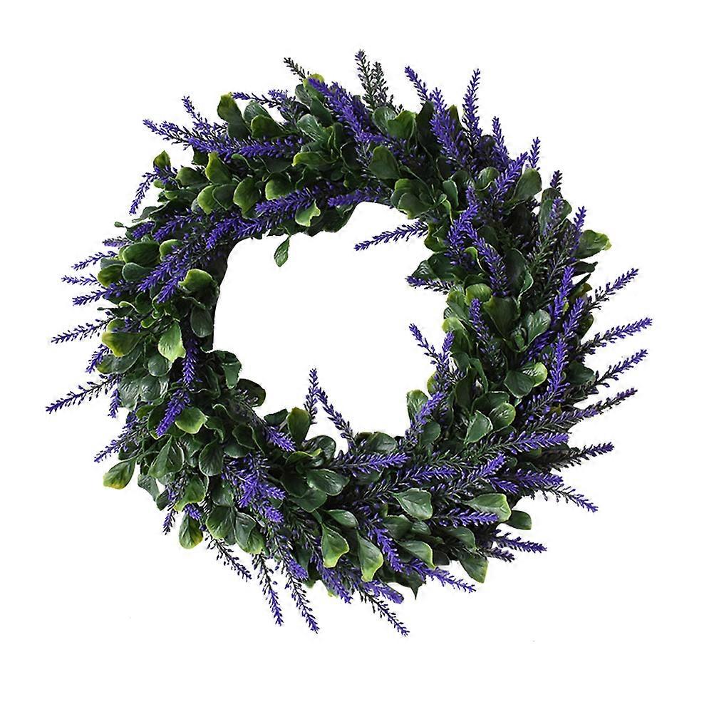 Artificial Lavender Wreath Country Style Wedding Decoration Multi Circular Realistic Visual Effect 1Pack