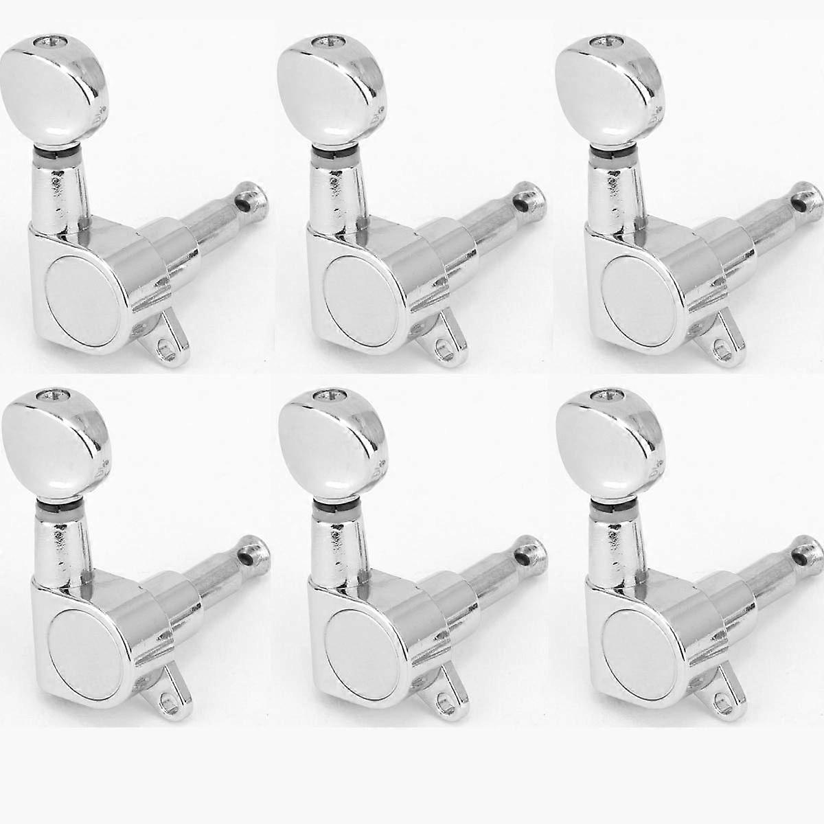 6inLine Guitar Tuning Pegs Chrome Sealed Kidney Button Machine Heads Precise Fit Durable