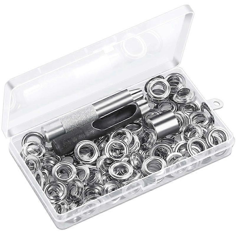 120 Sets Grommet Eyelets Tool Kit, Grommet Kit Silver