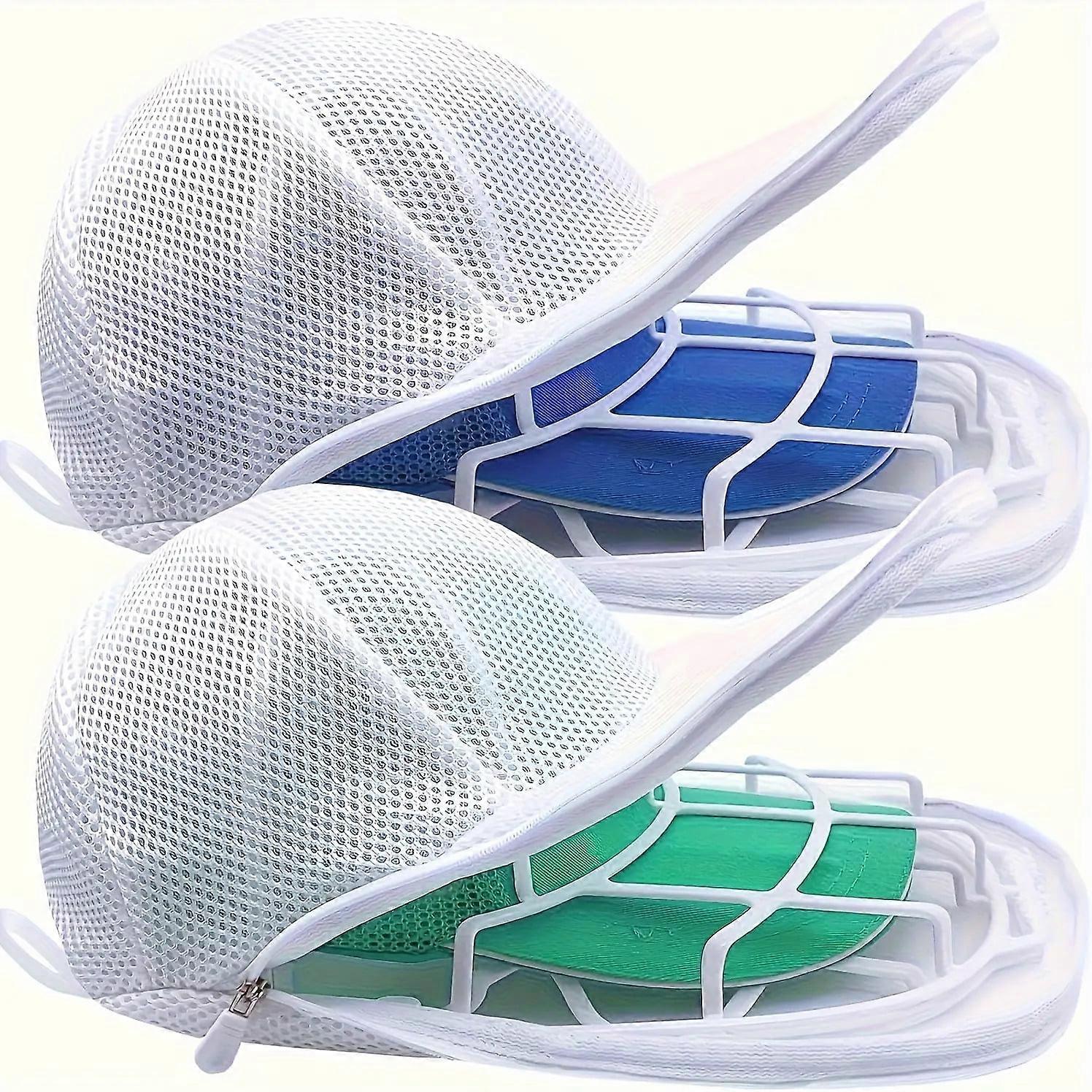 2pcs Mesh Hat Washer Set with Laundry Bag + Rack, Compatible with All Baseball Caps