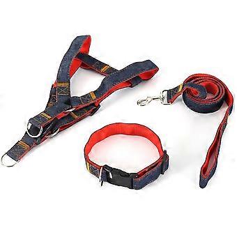 Set di 3 pezzi con corda di trazione per cani, catena pettorale e collare per l'addestramento.