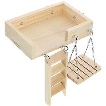 Hamsterleksak i trä, stege och gungplattform för små husdjur, 1 set
