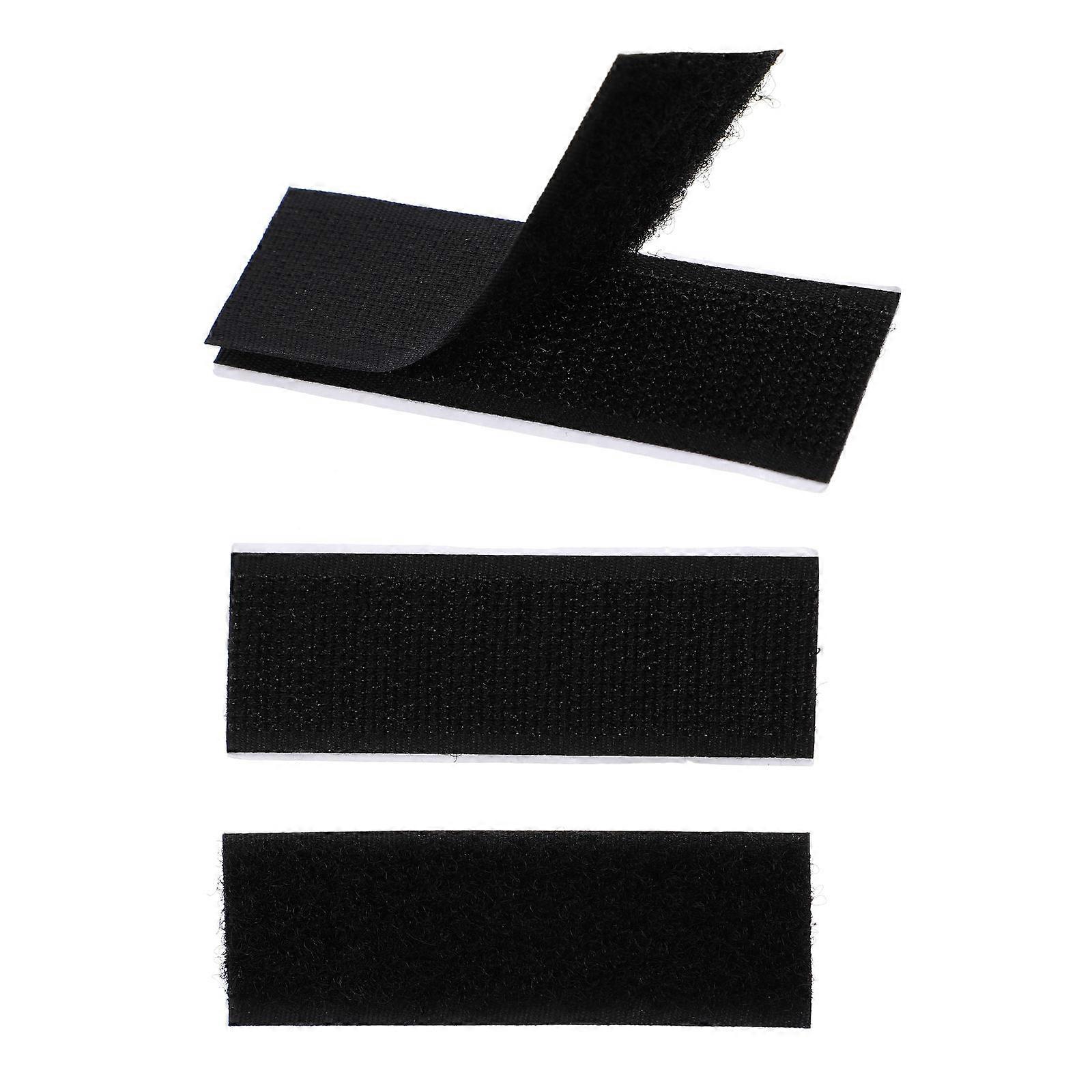 100Pcs Back Adhesive Hook and Loop Strip Fasteners for Fixing Black