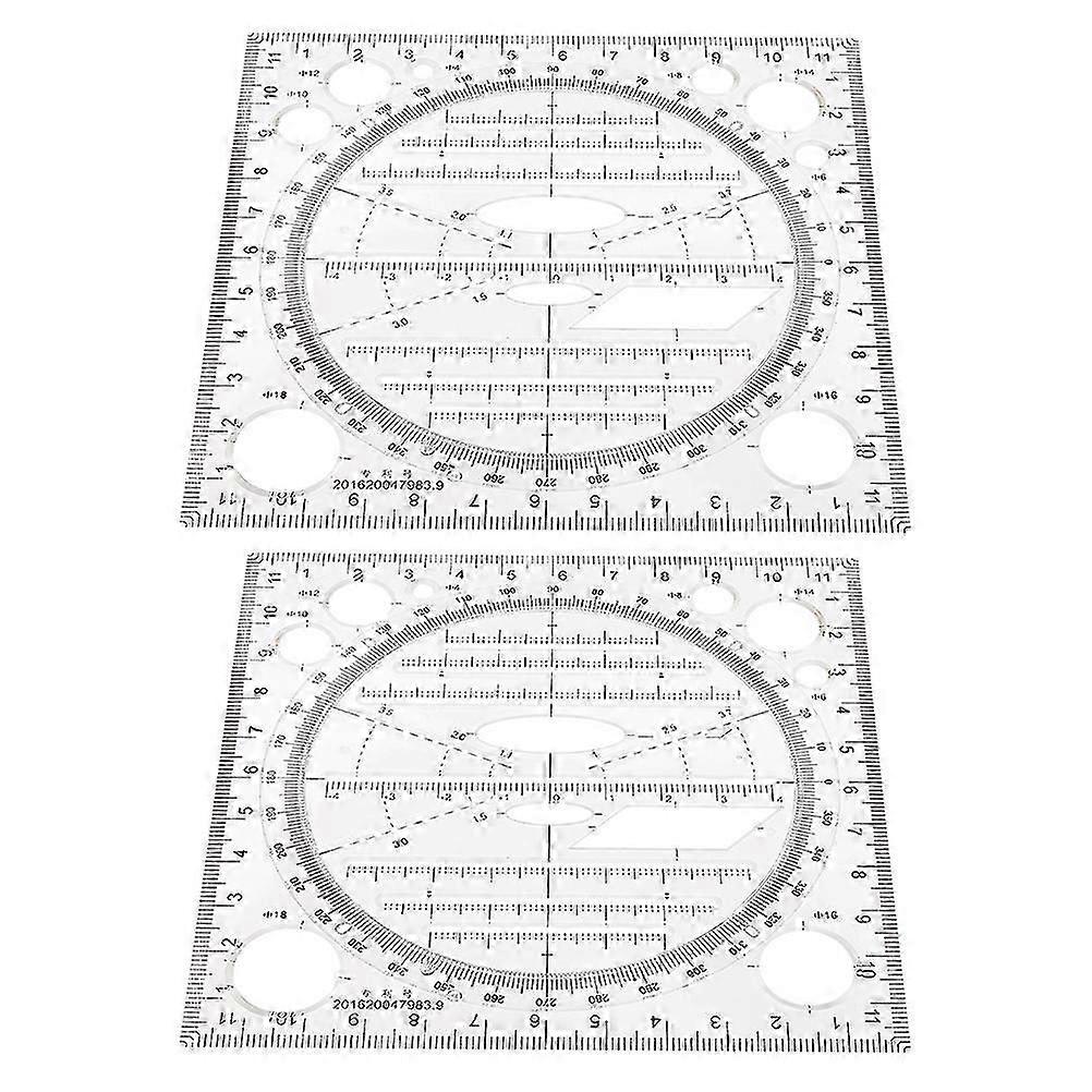 Multi-Functional Drawing Ruler Plastic Students Drawing Stencil for DIY 2Pcs