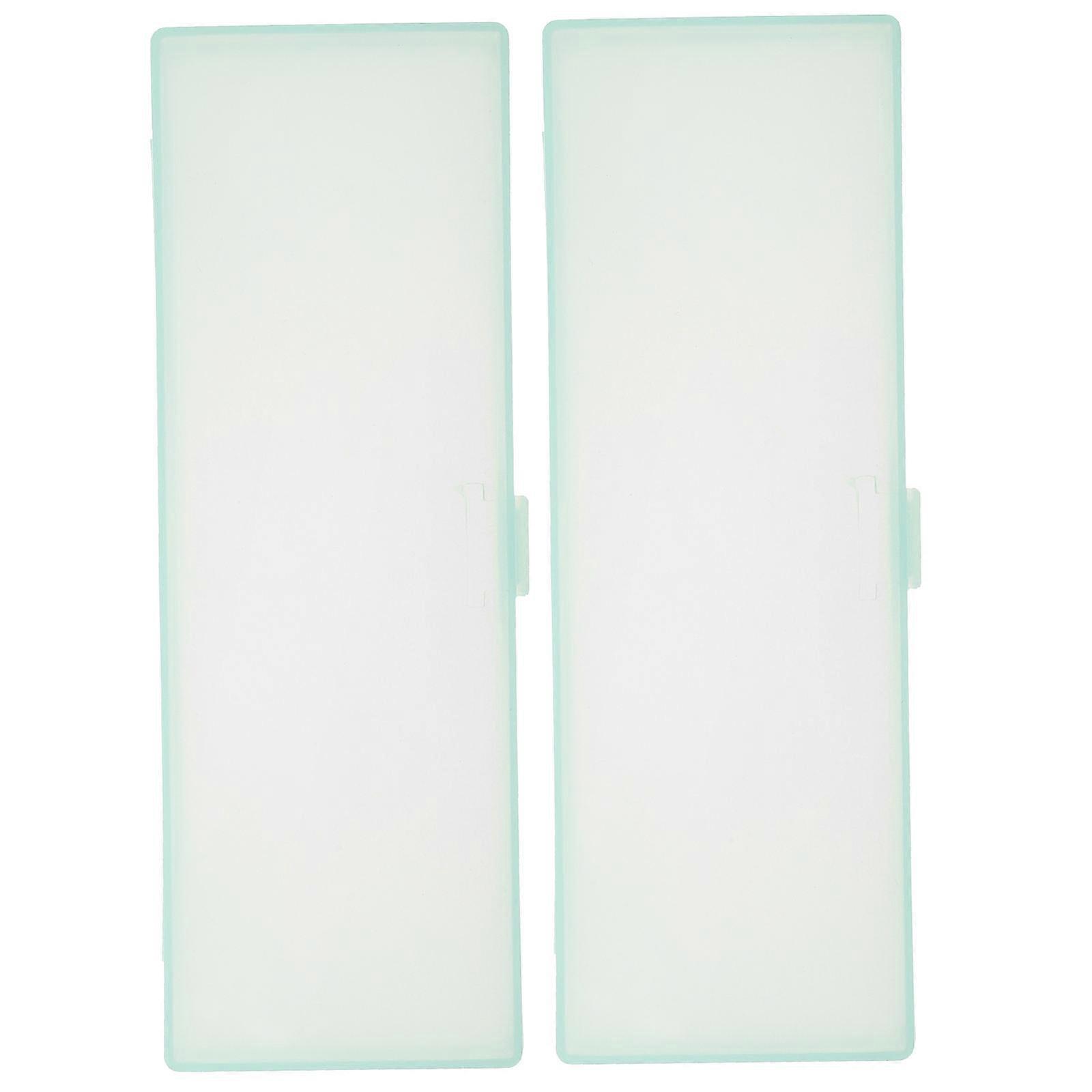 Clear Plastic Pencil Case Storage Box for Organization 2Pcs Green