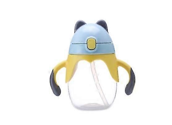1PC Enfants Lovely Cup Cartoon Enfants apprennent à boire une bouteille de paille avec poignée Sippy Cup (bleu)