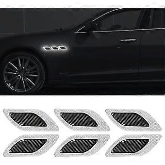 6 Pack 3D Reflecterende Bumperstrips Hoge Intensiteit Stickers Nachtzichtbaarheid Veiligheidswaarschuwing Hoge kwaliteit koolstofvezel universeel voor auto10,5 * 3,4 cmWit)