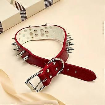 Spiked & Studded Collar for Large Dogs – 2-Inch Wide Rugged PU Leather with Heavy-Duty Adjustable Metal Hardware