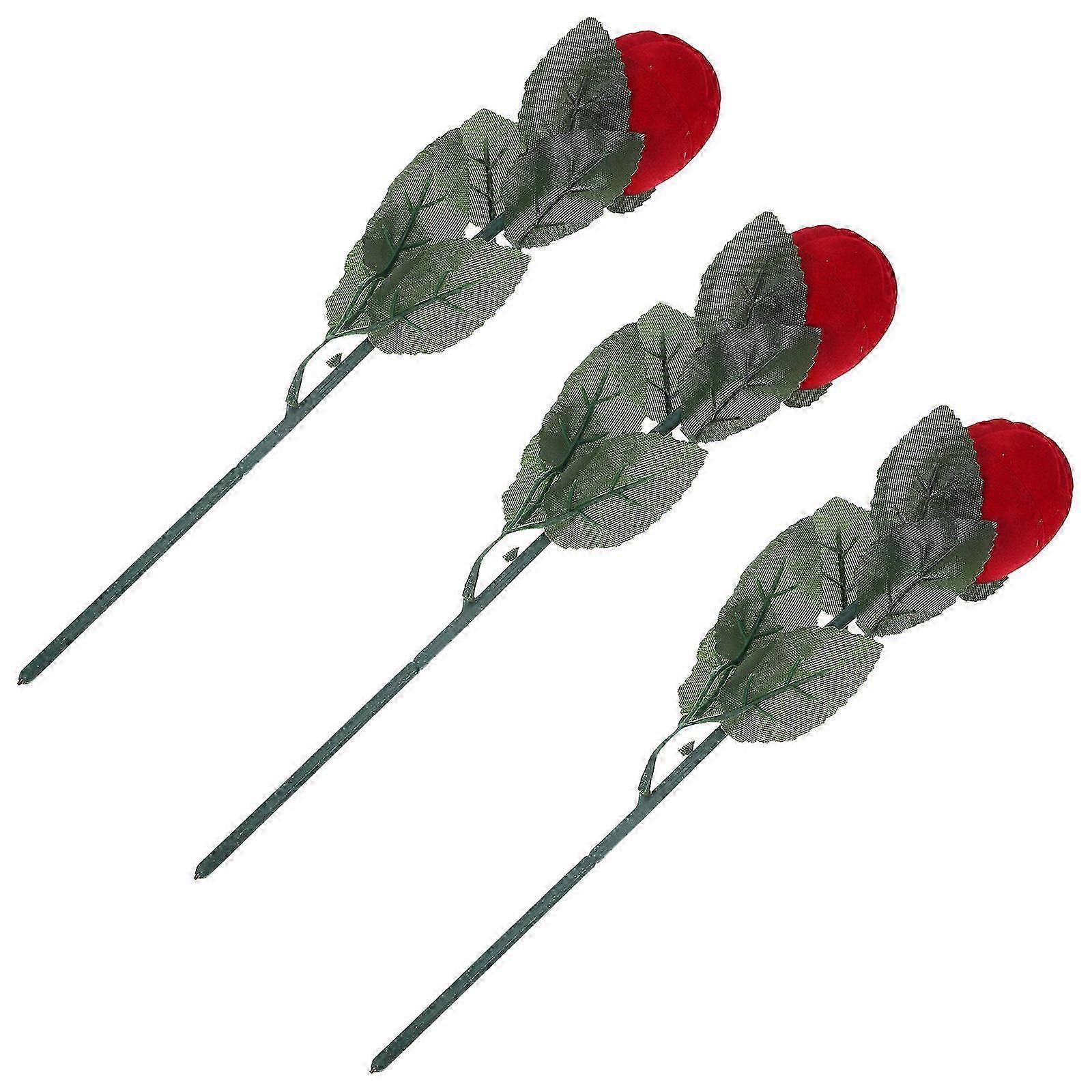 Rose Ring Box 3Pcs for Storage Use Fabric Made Creative Ring Holder