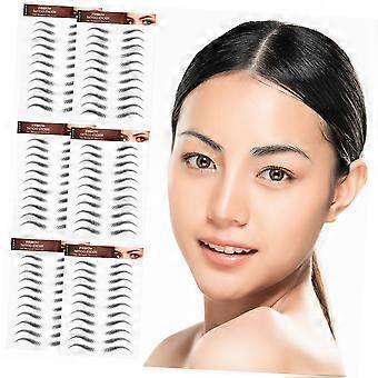 Tillfälliga ögonbrynsklistermärken - Lätt att dra av symmetriska ögonbrynsöverföringar, 6 ark för snabb applicering