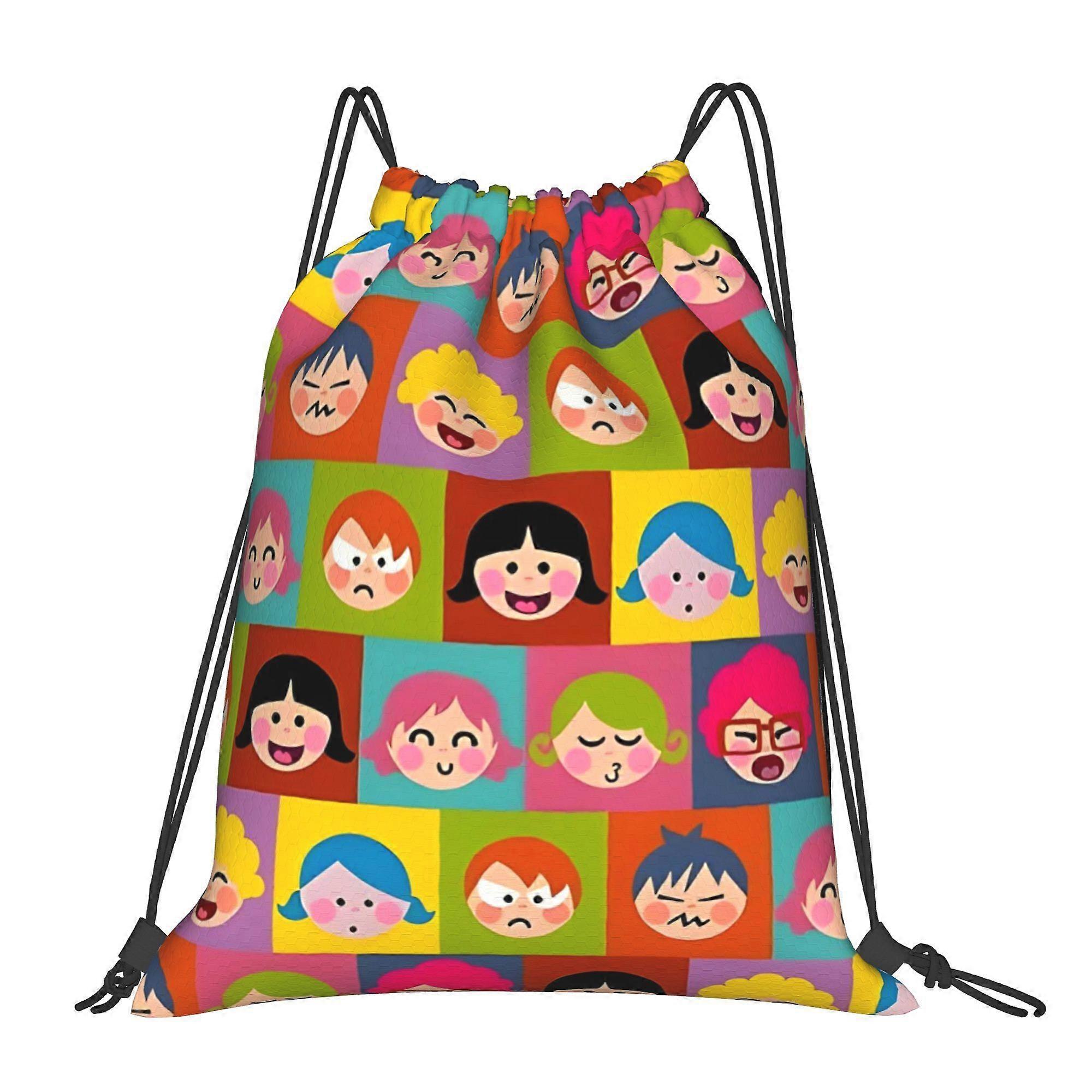 Drawstring Bags Featuring Childfaces-Pqasd